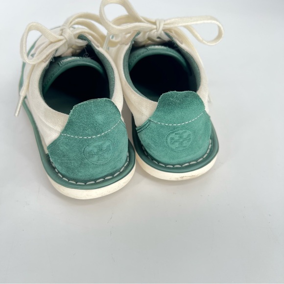 TORY BURCH Mineral Green Ivory Canvas Marina Boat Sneaker 8M - Picture 5 of 11